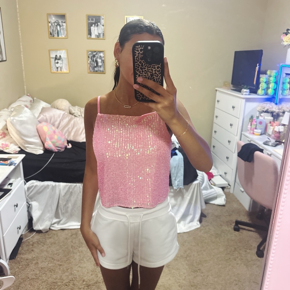 Pink Sequin Women's Top